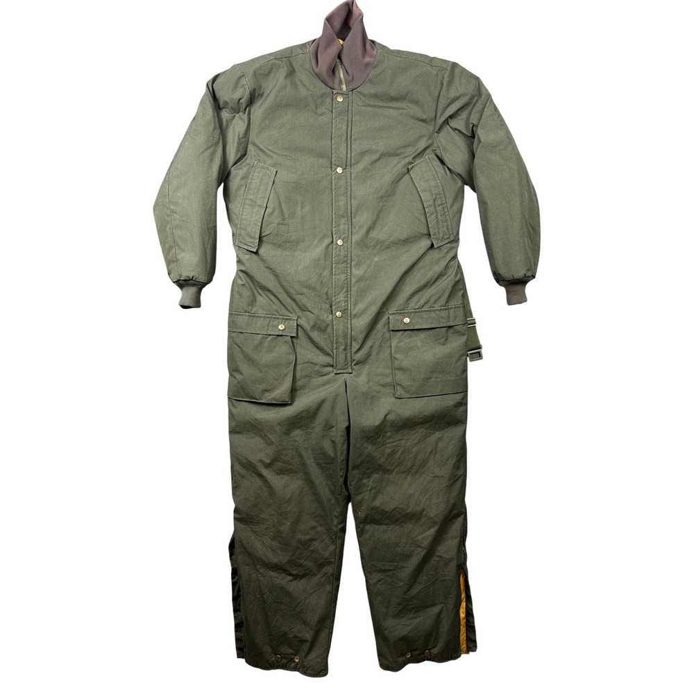 Eddie Bauer Down Coveralls Mens M Green Vintage Insulated Flight Suit Snow Suit